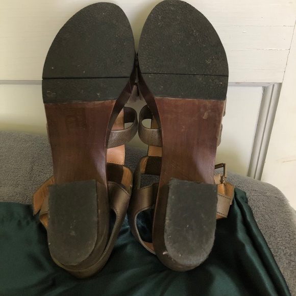 Robert Clergerie "PISE " OLIVE SANDALS 8.5 M WOOD - Picture 2 of 8